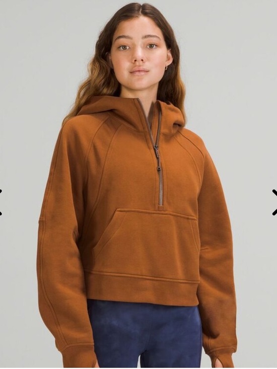 lululemon athletica Tops - Lululemon Oversized Cropped Scuba Half Zip Hoodie Copper Brown S/XS EUC